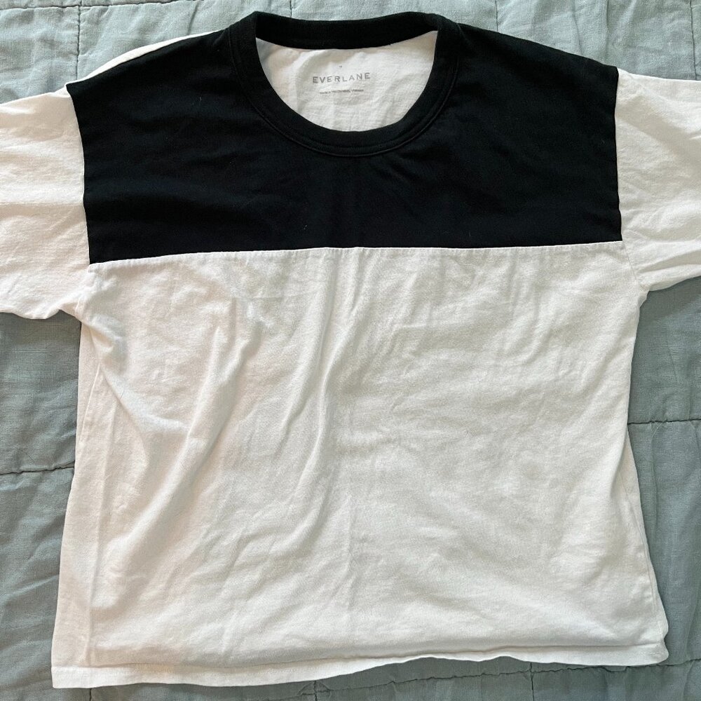 Black/White Cropped Everlane Cotton TShirt